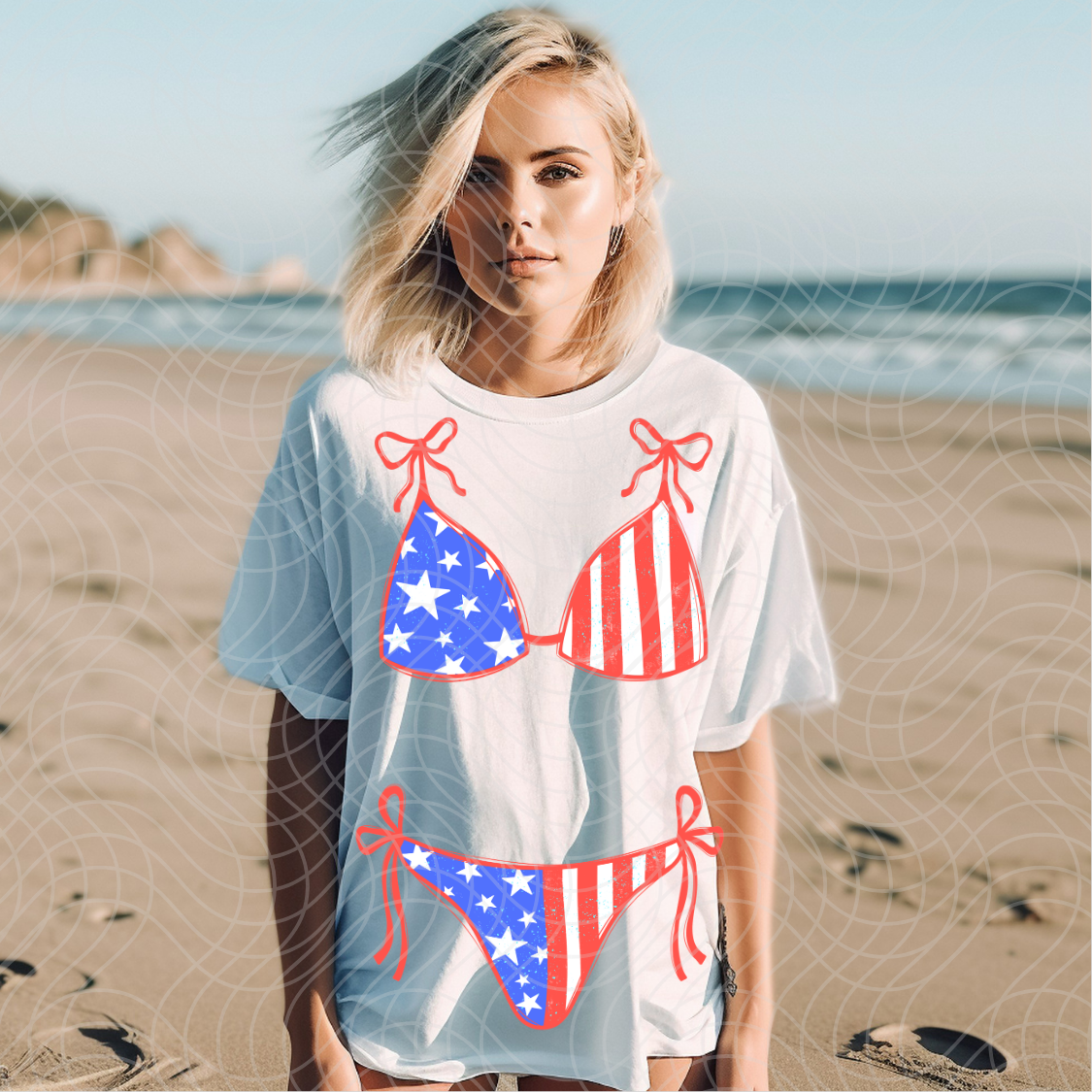 FLAG SWIMSUIT- TOP ONLY -DTF TRANSFER