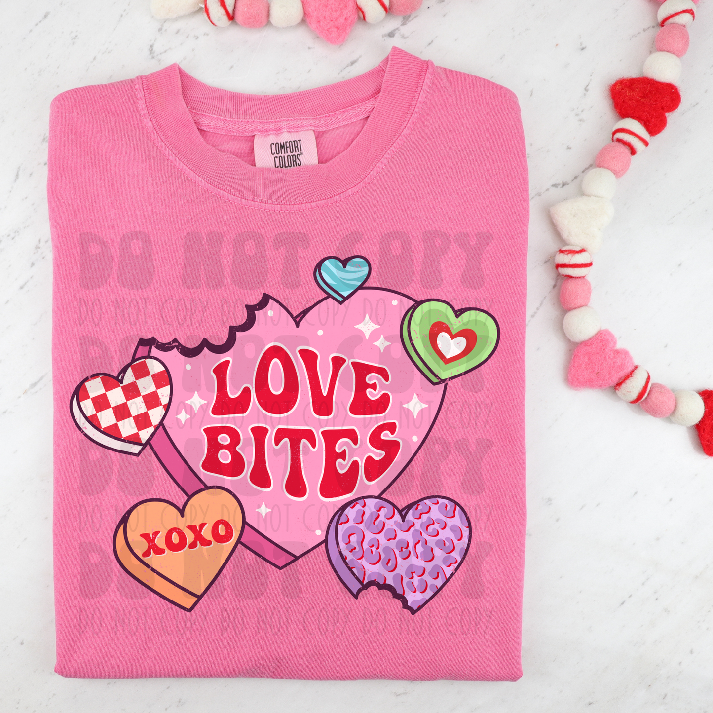 LOVE BITES HEARTS DISTRESSED - DTF TRANSFER