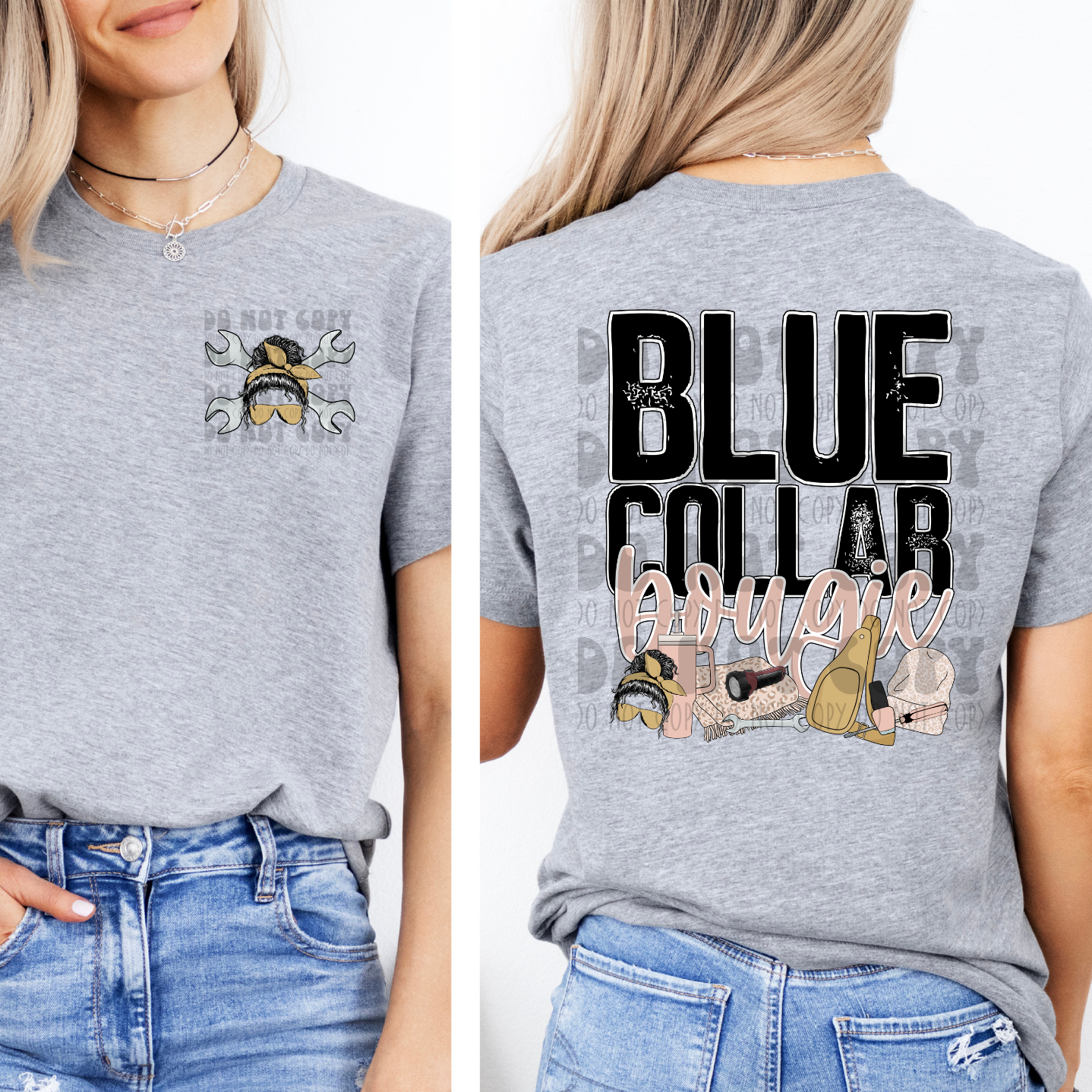 BLUE COLLAR BOUGIE WITH TOOLS W/ POCKET - DTF TRANSFER