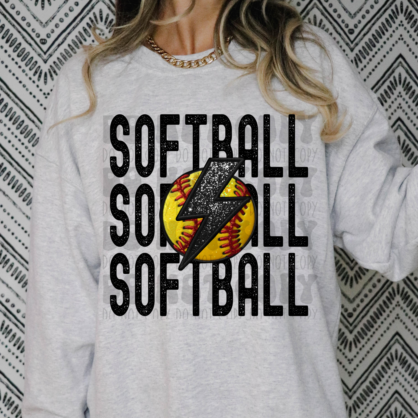 SOFTBALL STACKED FAUX EMBROIDERY SOFTBALL - DTF TRANSFER