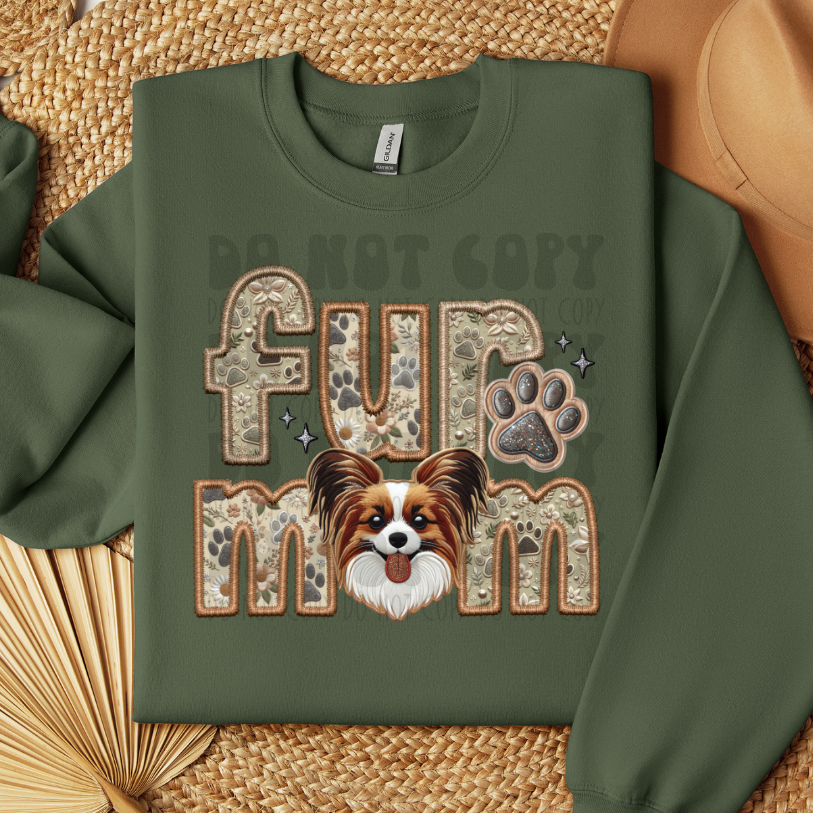 PAPILLON, TAN/WHT - FAUX EMBROIDERY - DTF TRANSFER
