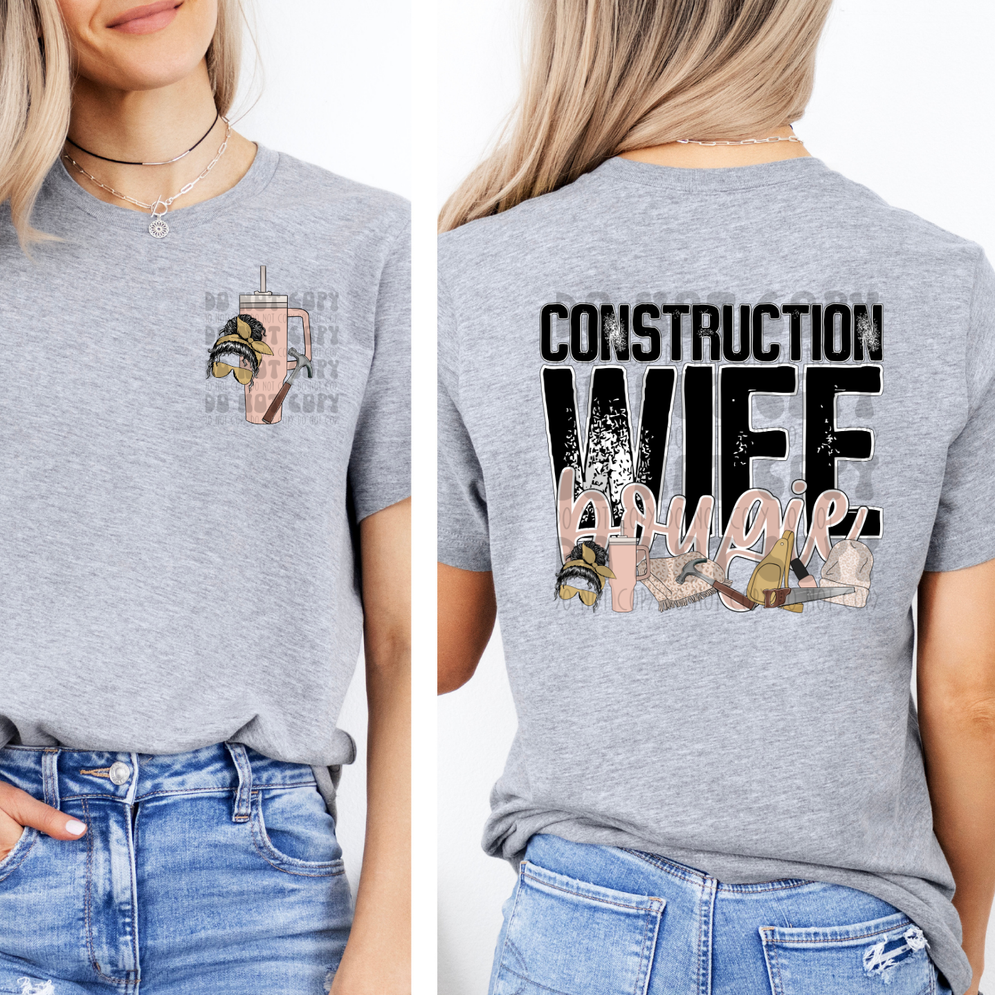 CONSTRUCTION WIFE BOUGIE W/ POCKET - DTF TRANSFER