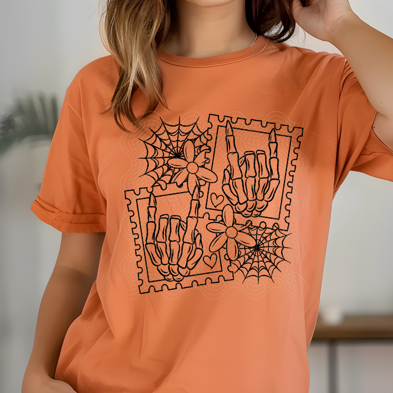 SKELETON STAMPS BLK - DTF TRANSFER