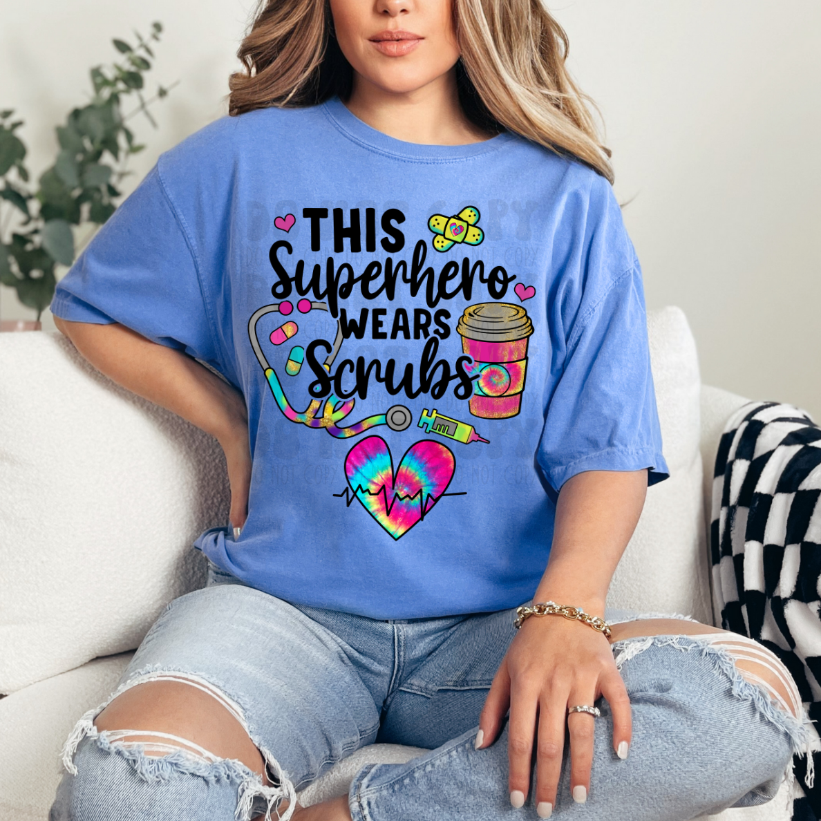 NURSE SUPERHERO WEARS SCRUBS - DTF TRANSFER