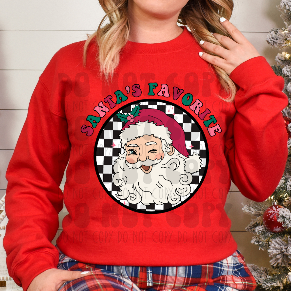 SANTA'S FAVORITE SANTA - GREEN/RED/PINK - DTF TRANSFER