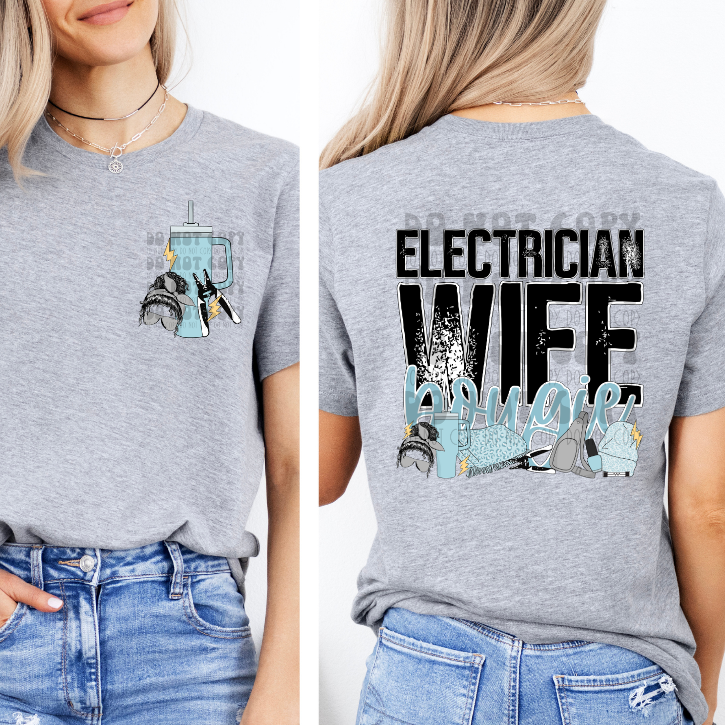 ELECTRICIAN WIFE BOUGIE W/ POCKET - DTF TRANSFER
