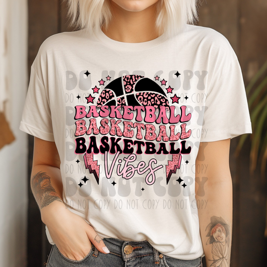 BASKETBALL VIBES PINK LEOPARD - DTF TRANSFER