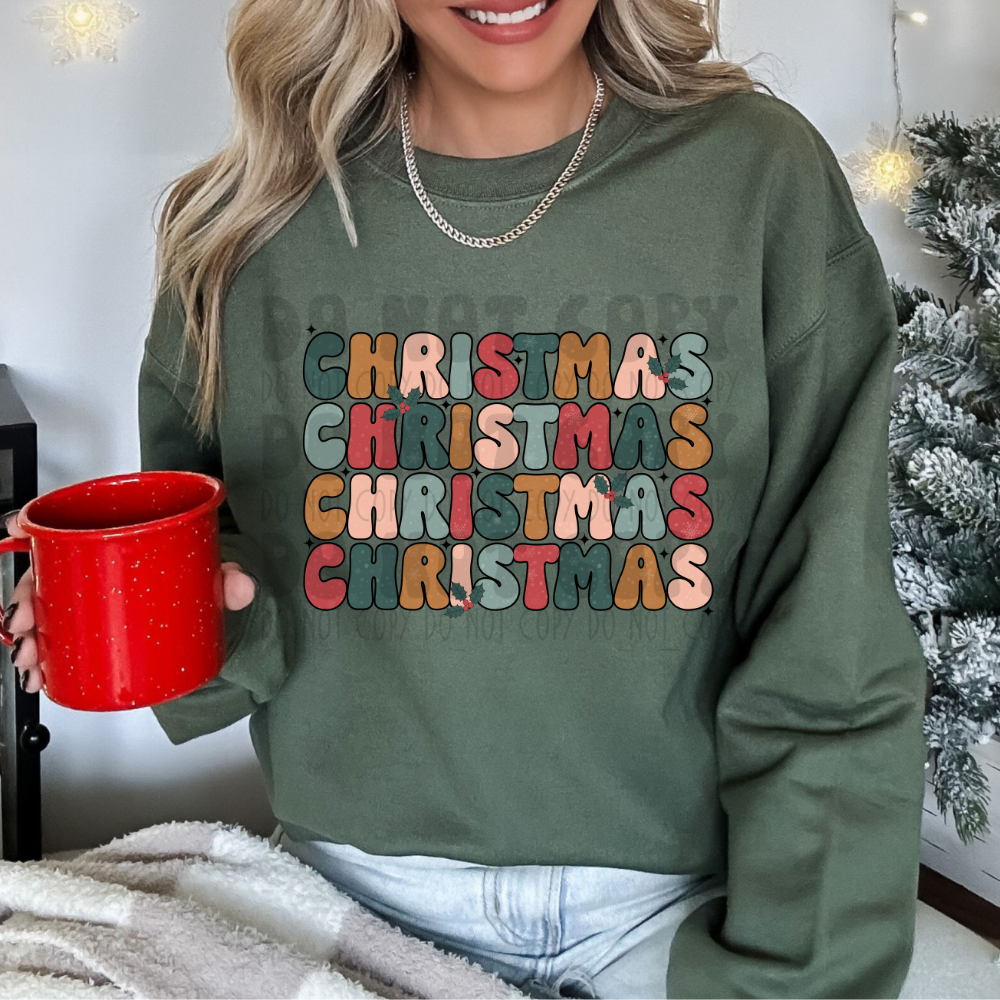 CHRISTMAS STACKED RETRO - DTF TRANSFER