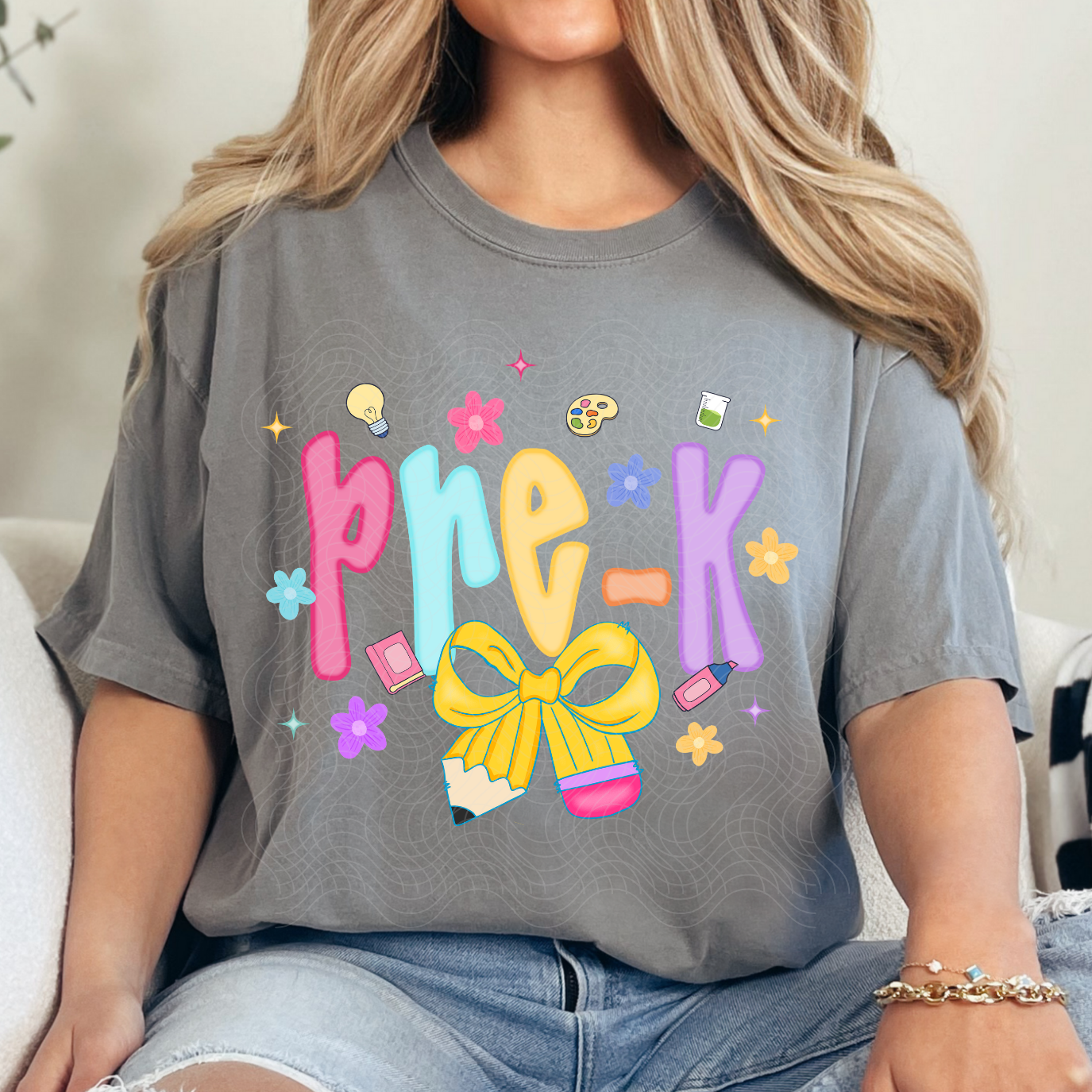PRE K PENCIL BOW - DTF TRANSFER