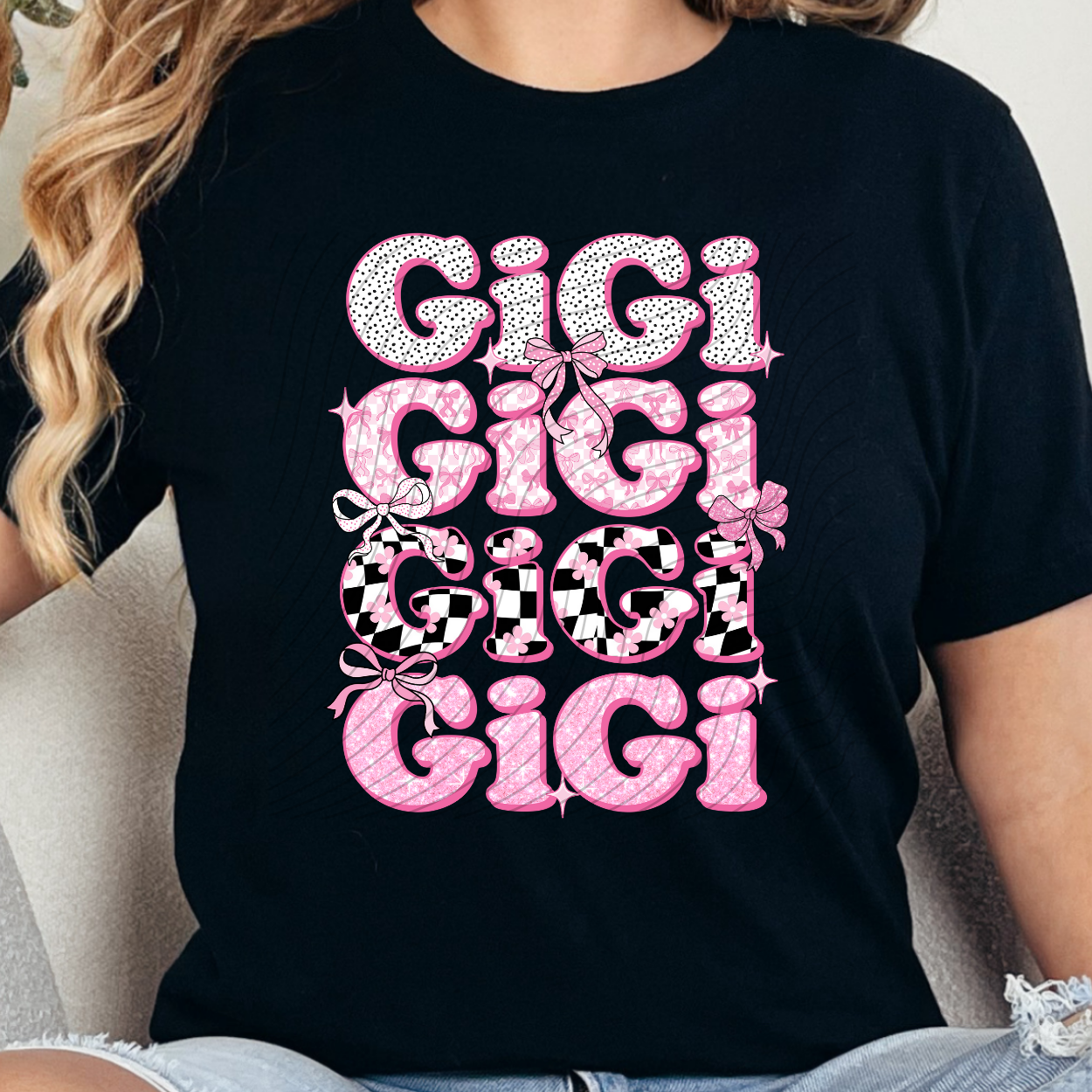GIGI PINK BLK - DTF TRANSFER