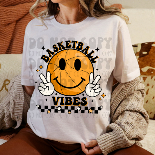 BASKETBALL VIBES PEACE SMILEY - DTF TRANSFER
