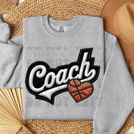 COACH FAUX EMBROIDERY BASKETBALL - DTF TRANSFER