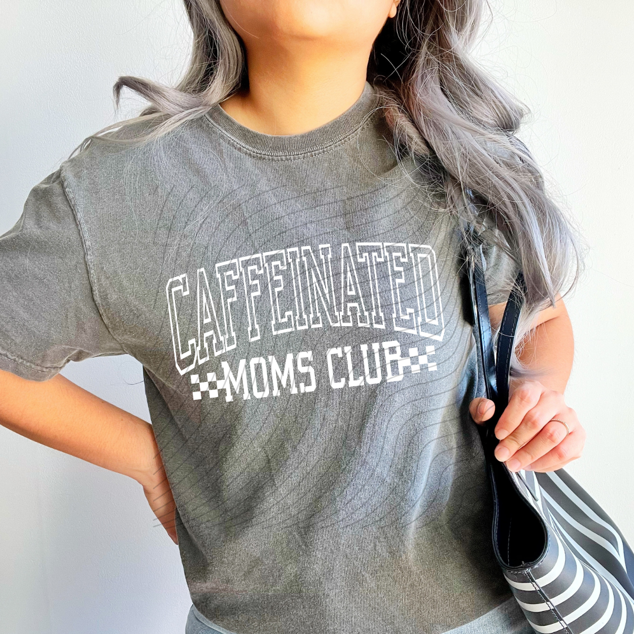 CAFFEINATED MOMS CLUB WHITE - DTF TRANSFER