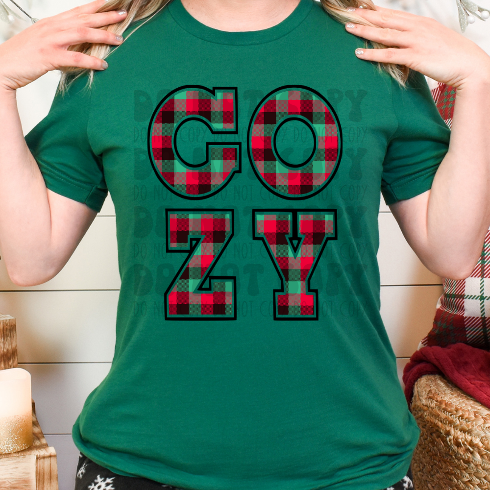 COZY GREEN RED PLAID - DTF TRANSFER