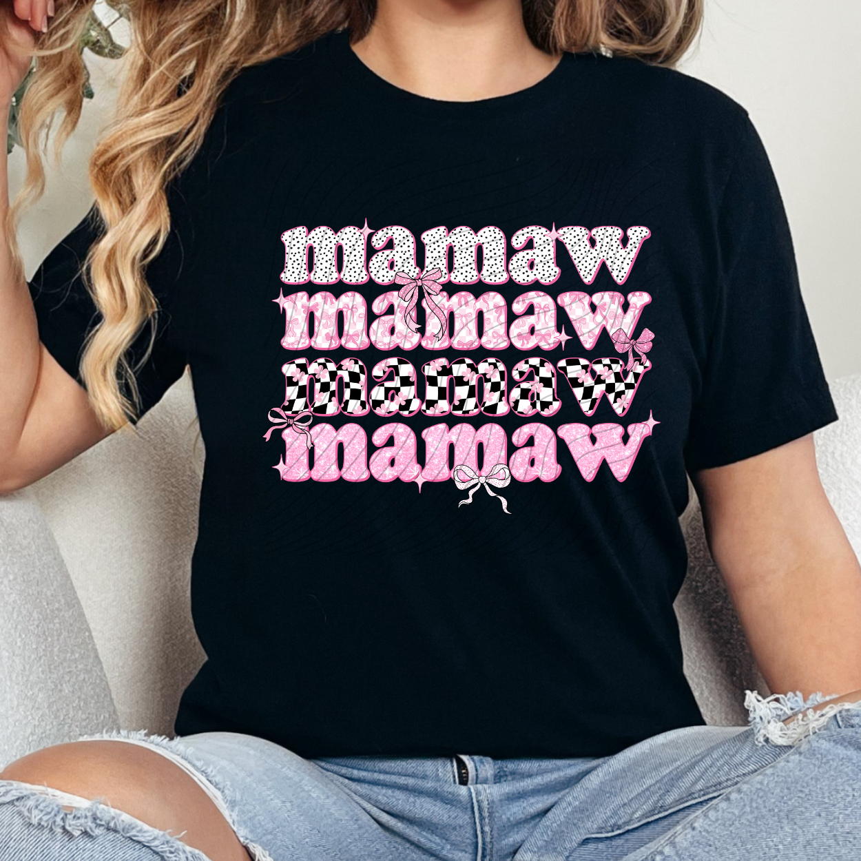 MAMAW PINK BLK - DTF TRANSFER