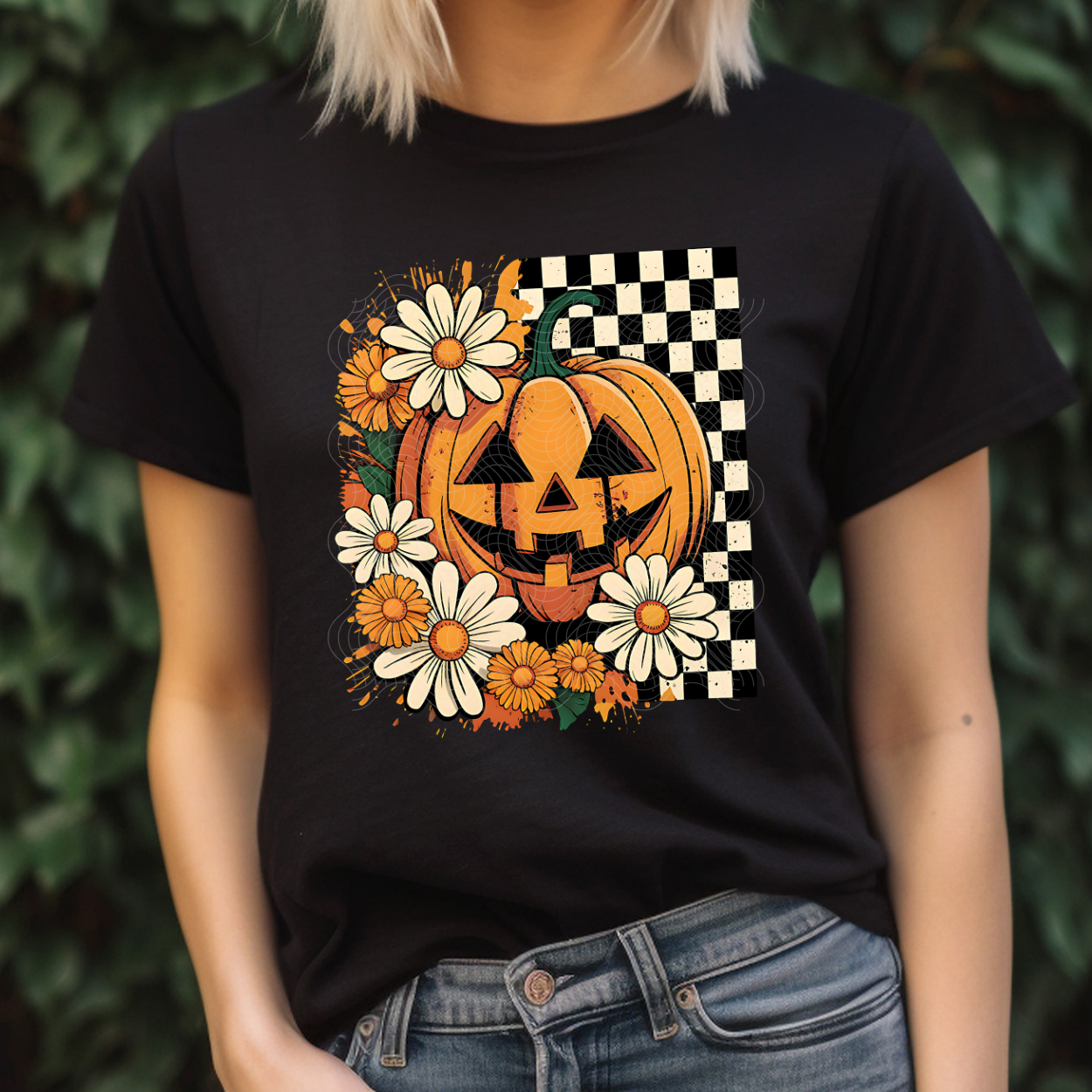 PUMPKIN CHECKERED - DTF TRANSFER
