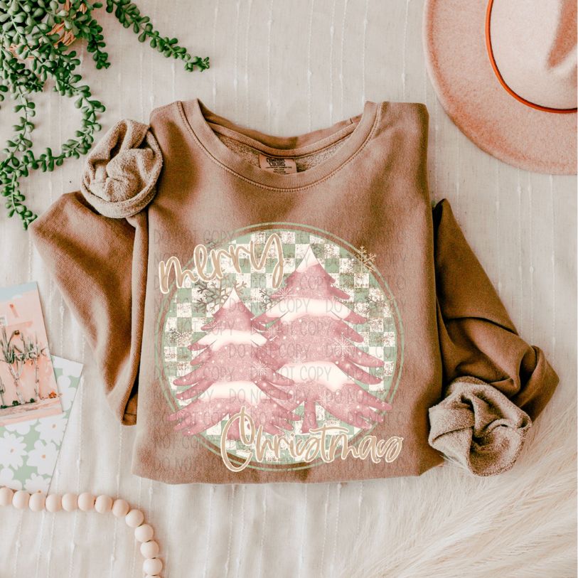 MERRY CHRISTMAS PINK TREES - DTF TRANSFER