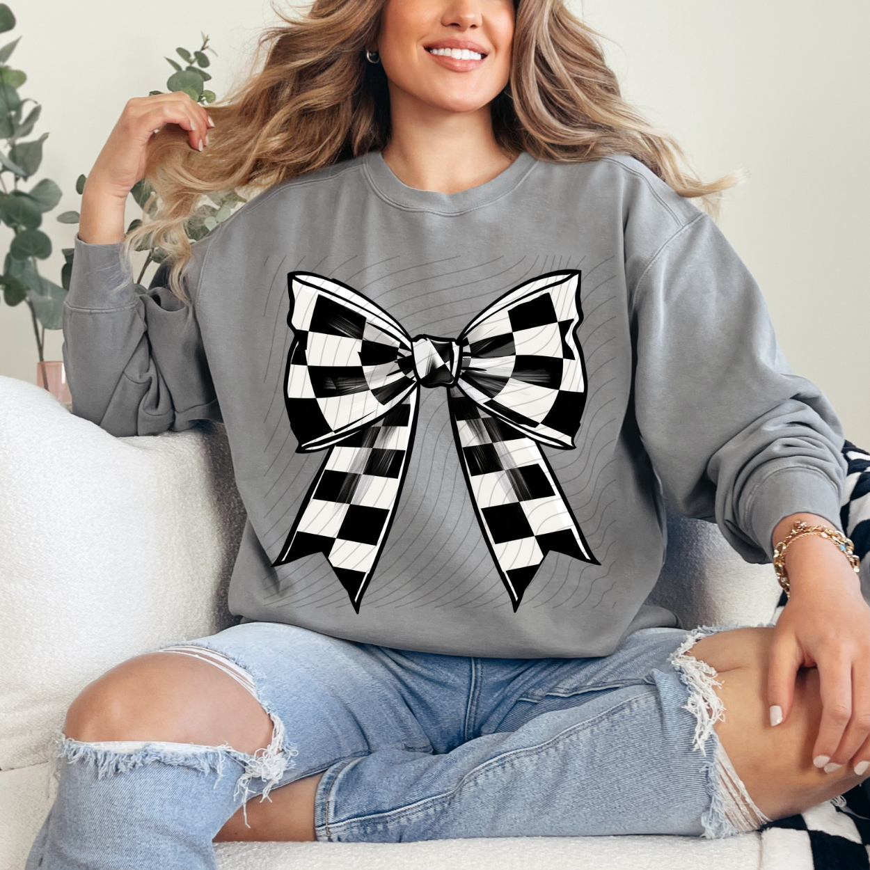 CHECKERED FLAG BOW - DTF TRANSFER