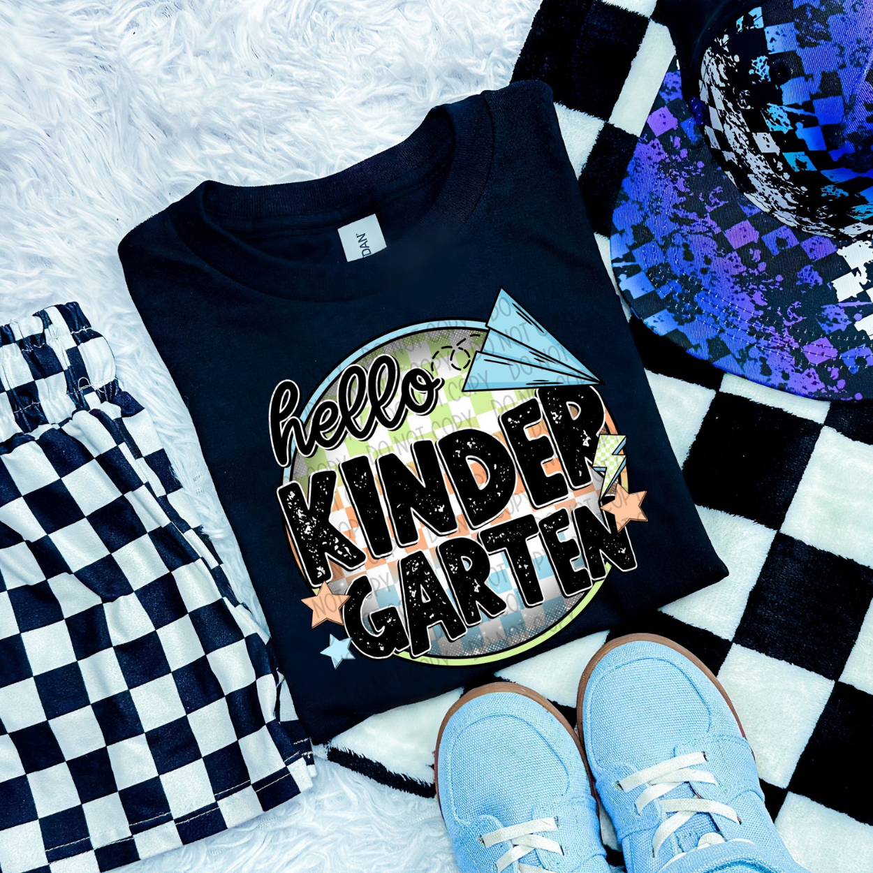 HELLO KINDERGARTEN - BLUE/GREEN - DTF TRANSFER
