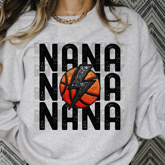NANA STACKED FAUX EMBROIDERY BASKETBALL - DTF TRANSFER