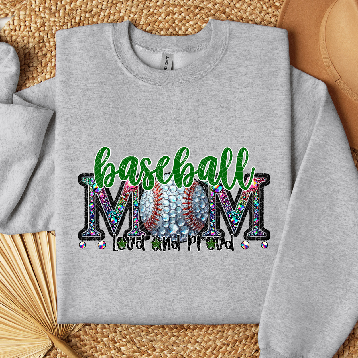 BASEBALL MOM RHINESTONE GREEN - DTF TRANSFER