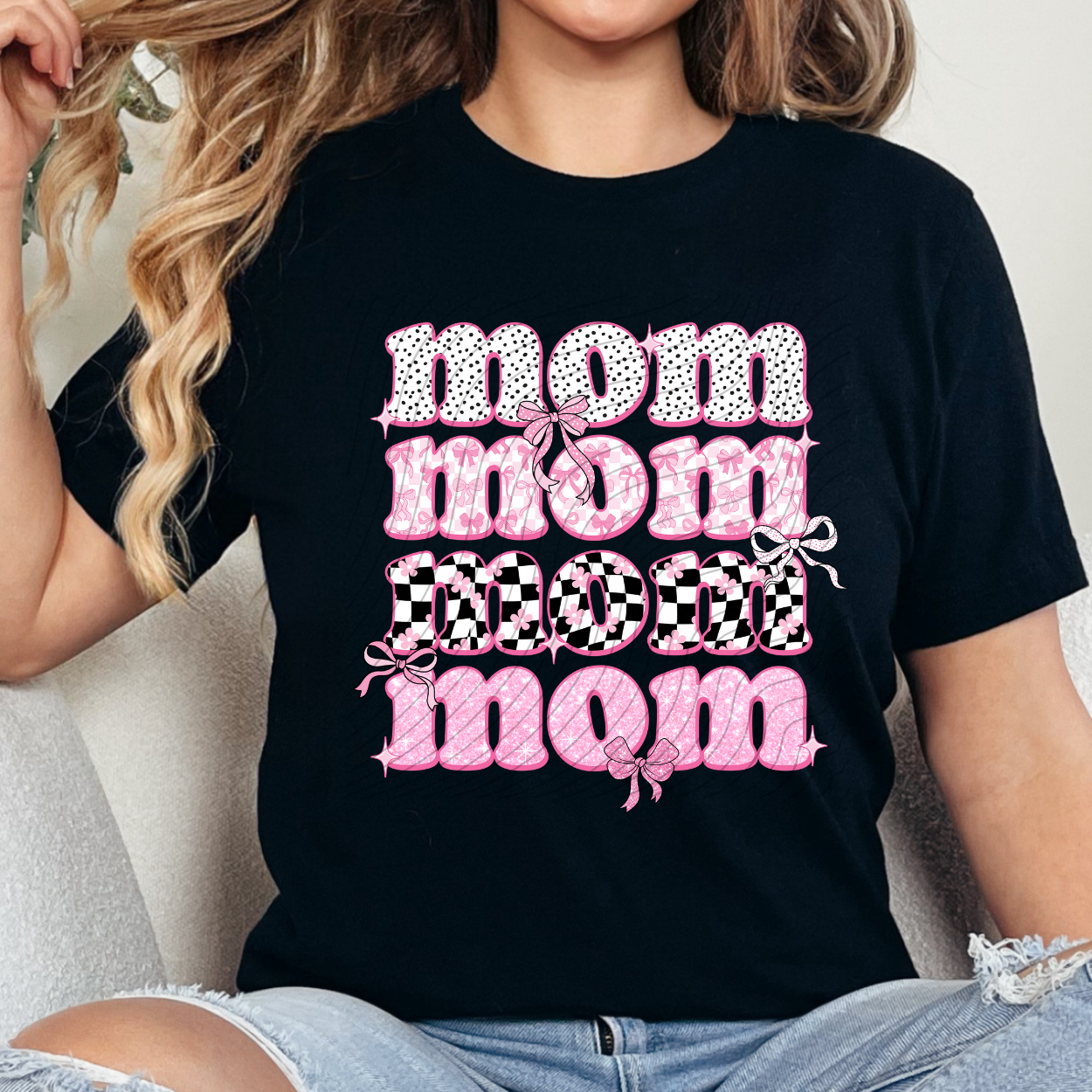 MOM PINK BLK - DTF TRANSFER