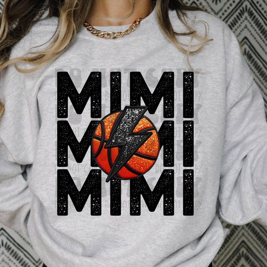 MIMI STACKED FAUX EMBROIDERY BASKETBALL - DTF TRANSFER