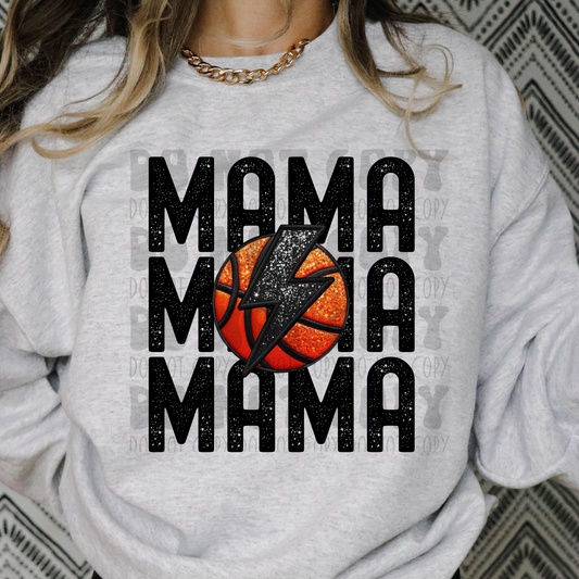 MAMA STACKED FAUX EMBROIDERY BASKETBALL - DTF TRANSFER