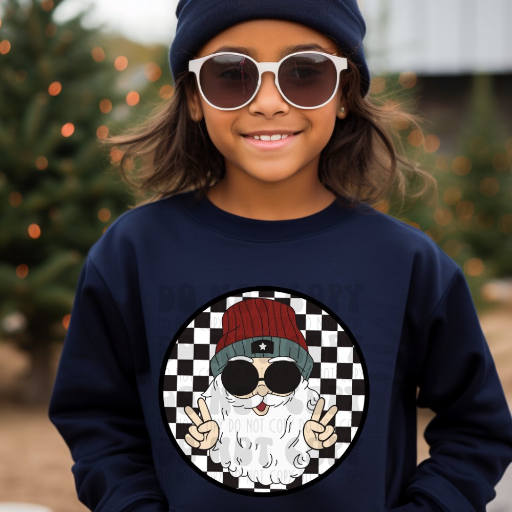 GROOVY SANTA - PEACE HANDS - DTF TRANSFER