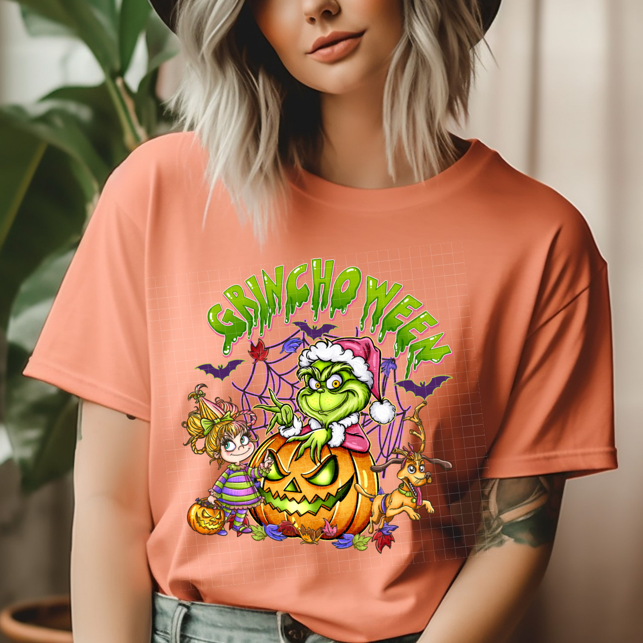 GRINCHOWEEN WITH WEB BACKGROUND - DTF TRANSFER