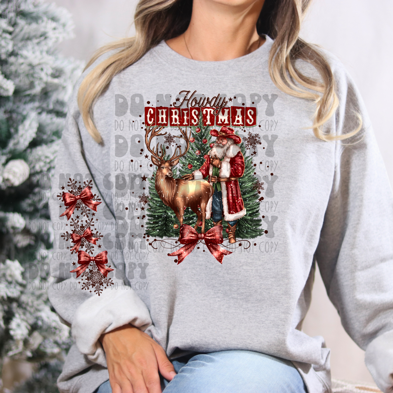 HOWDY CHRISTMAS W/ SLEEVE - DTF TRANSFER