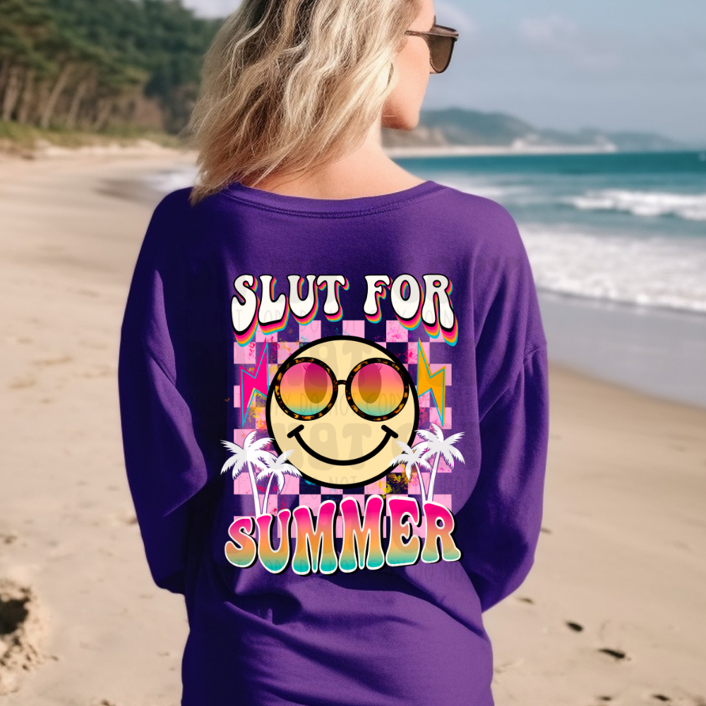 SLUT FOR SUMMER PINK CHECKERED - DTF TRANSFER