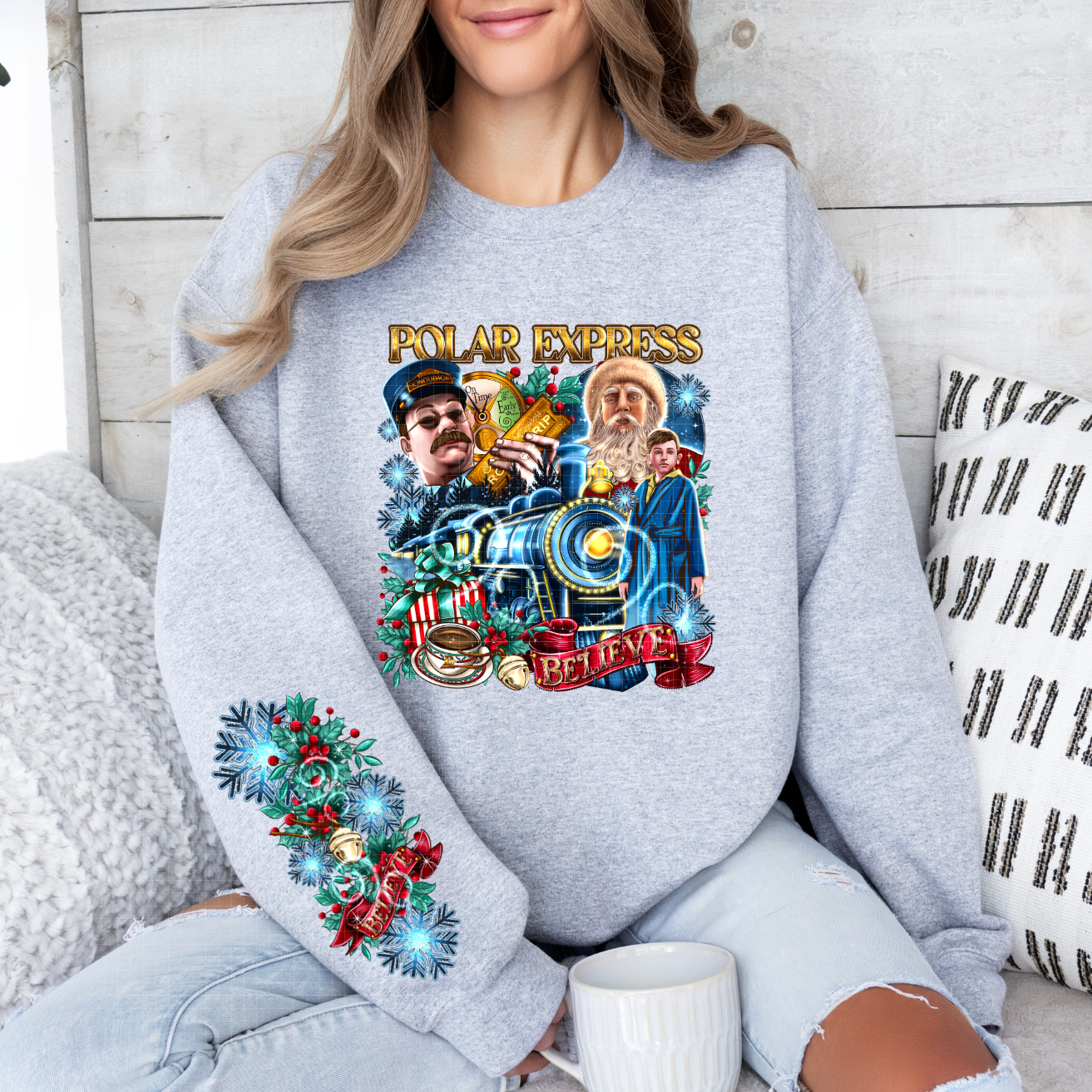 POLAR EXPRESS GOLD TEXT W/ SLEEVE - DTF TRANSFER