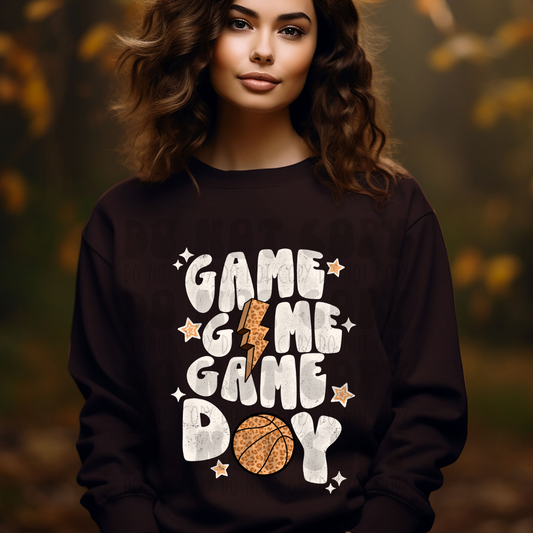 GAME STACKED DAY BASKETBALL WHITE DISTRESSED - DTF TRANSFER