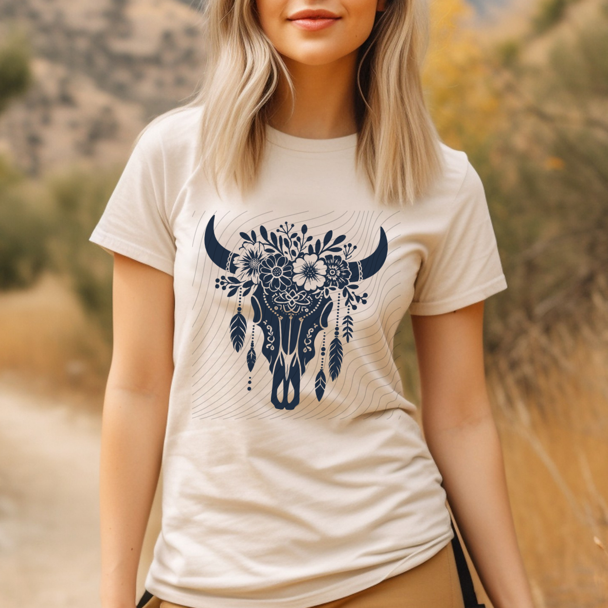 NAVY BULL SKULL - DTF TRANSFER