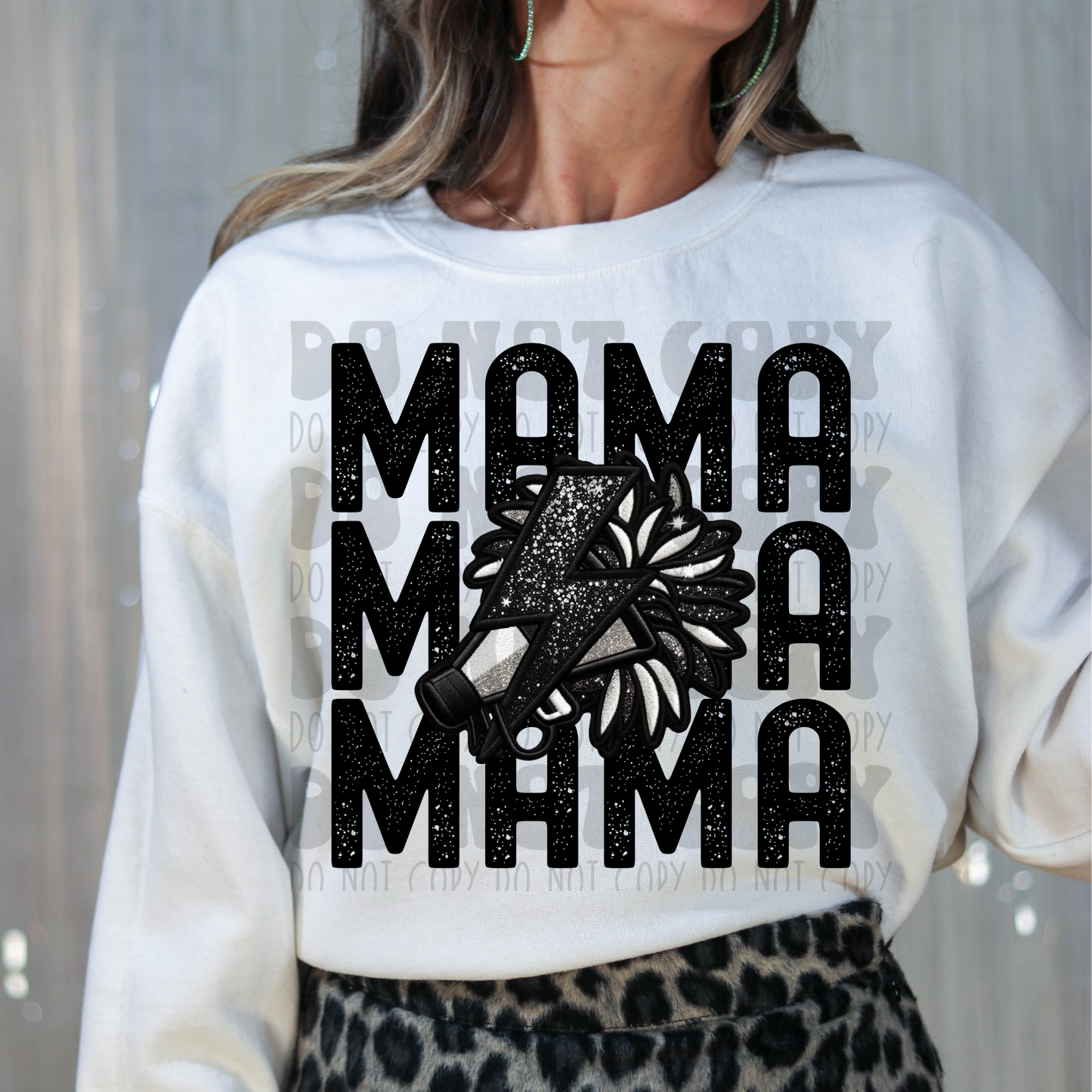 MAMA STACKED FAUX EMBROIDERY CHEER - DTF TRANSFER