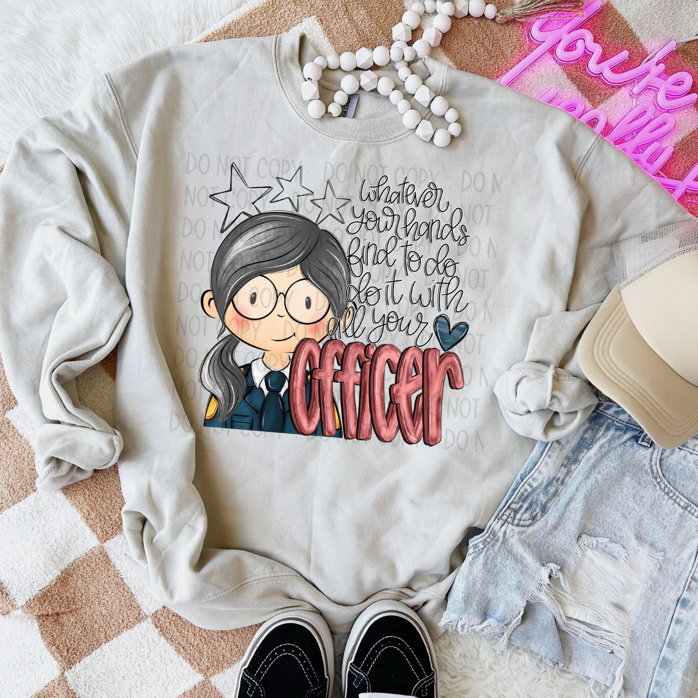 DO IT WITH ALL YOUR HEART OFFICER, GREY HAIR - DTF TRANSFER
