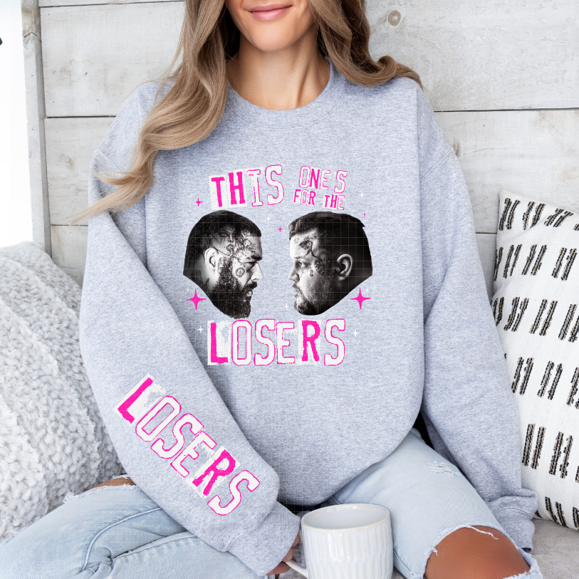 LOSERS PINK/WHT W/ SLEEVE - DTF TRANSFER