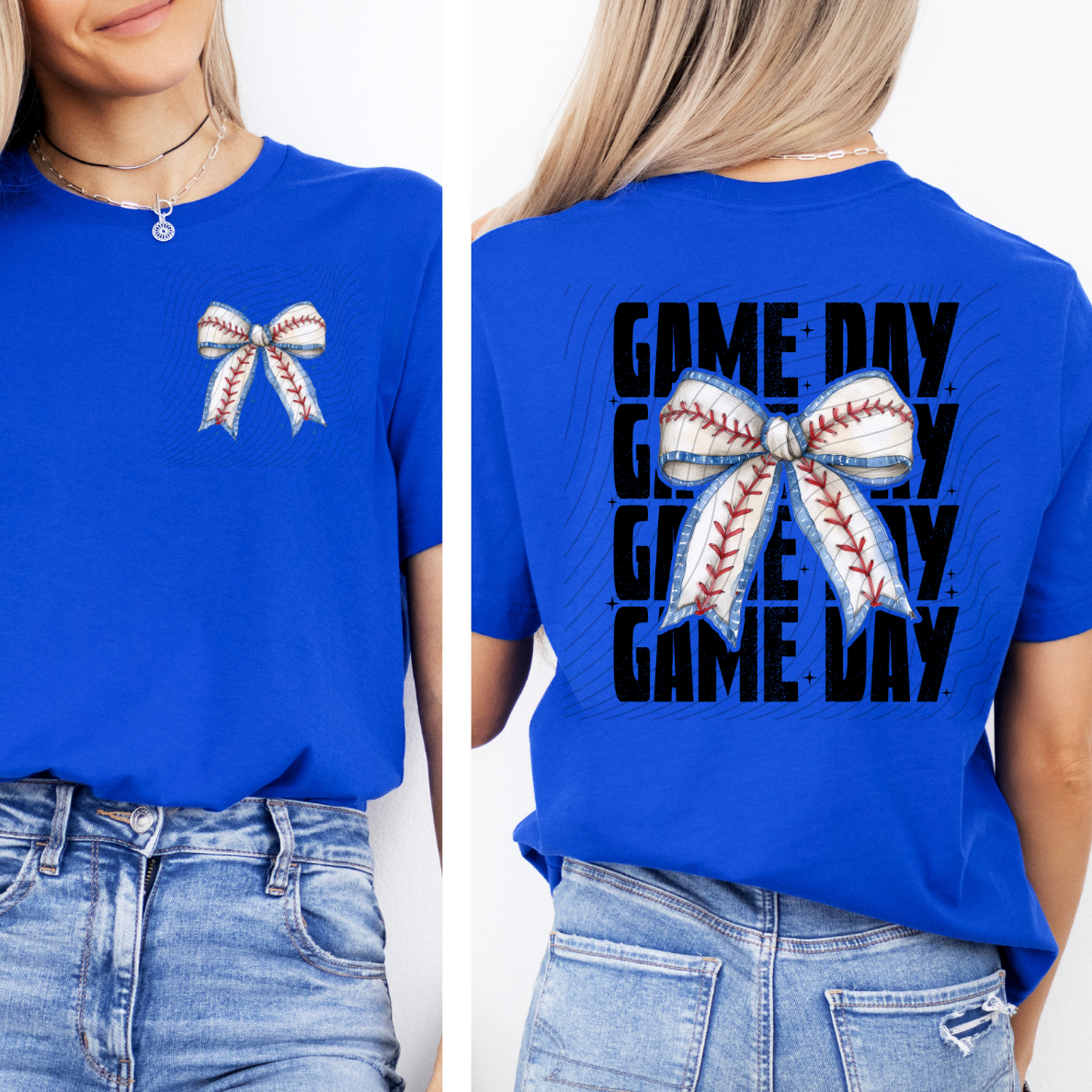 BLACK GAME DAY BASEBALL BOW W/ POCKET - DTF TRANSFER