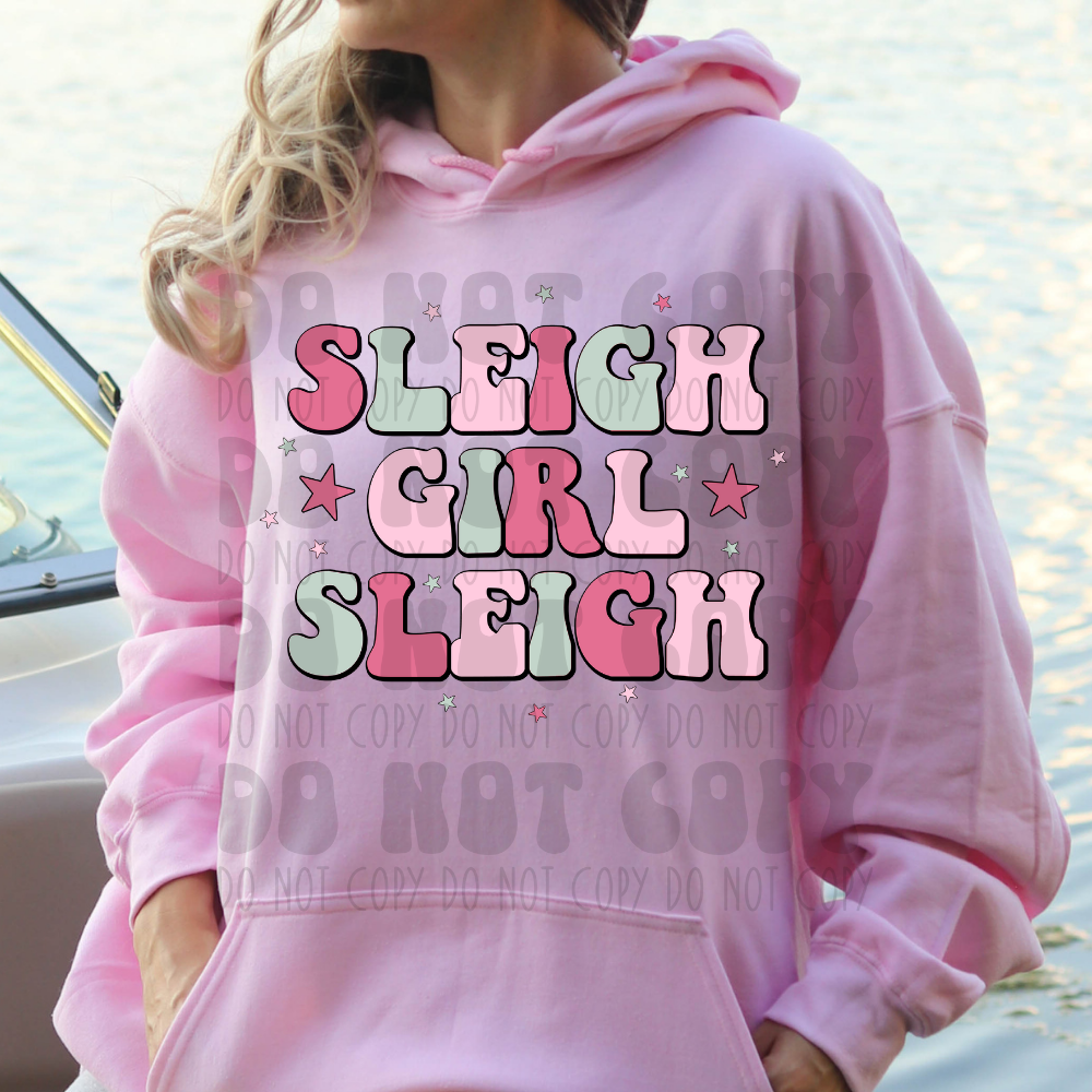 SLEIGH GIRL SLEIGH - PINK/TEAL - DTF TRANSFER