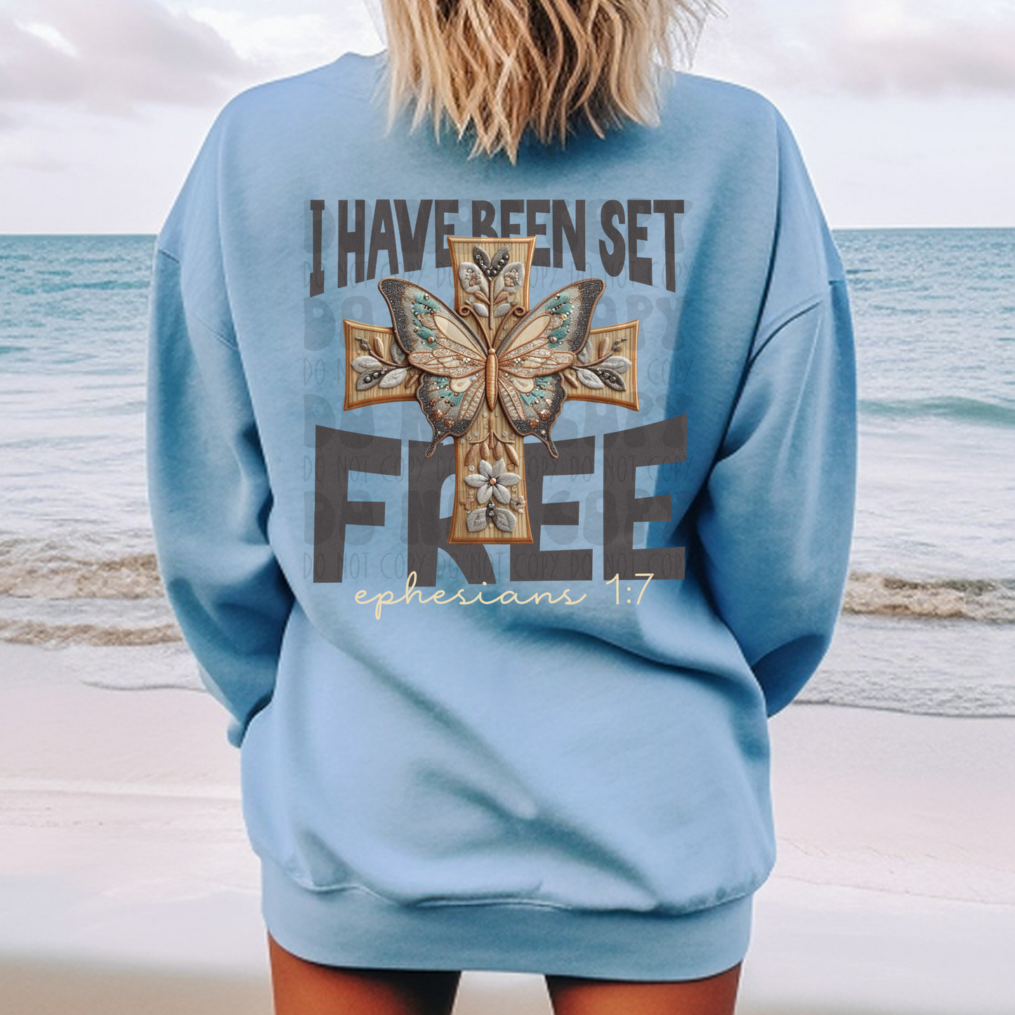 I HAVE BEEN SET FREE FAUX EMBROIDERY & FAUX GLITTER - DTF TRANSFER