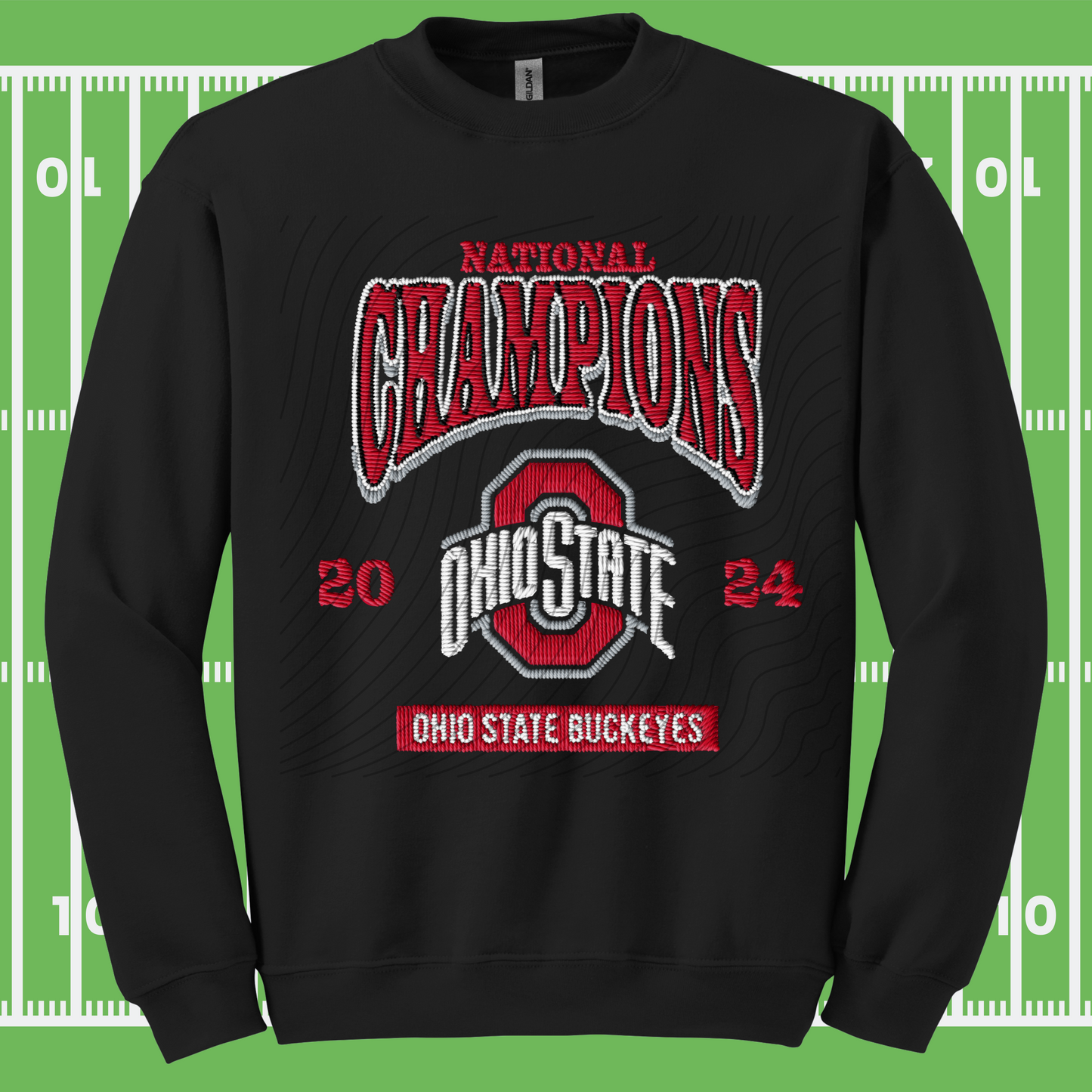 OH CHAMPS 2024 FAUX CHENILLE EMBROIDERY WHT - DTF TRANSFER