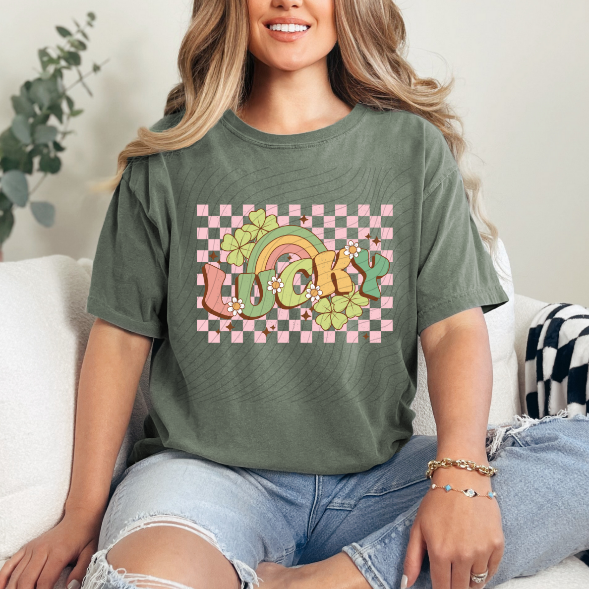 LUCKY CHECKERED BACKGROUND - DTF TRANSFER