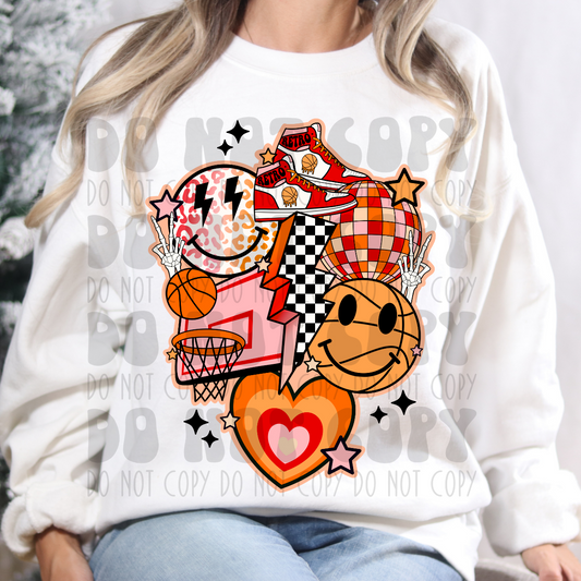 BASKETBALL COLLAGE RED - DTF TRANSFER