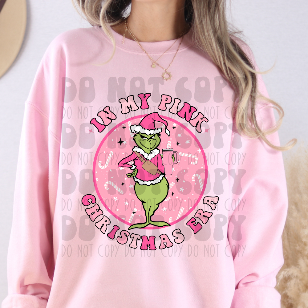 PINK CHRISTMAS ERA GREEN GUY - DTF TRANSFER