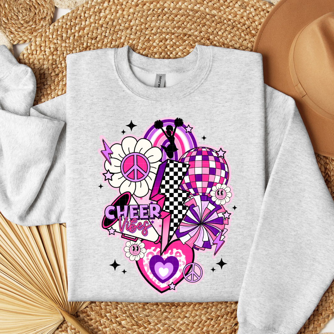 RETRO CHEER COLLAGE - PURPLE & PINK - DTF TRANSFER