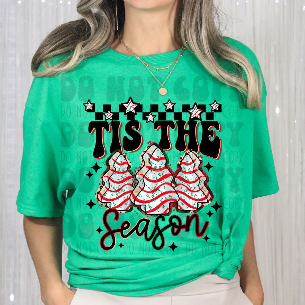 TIS THE SEASON WHITE TREE CAKES - DTF TRANSFER