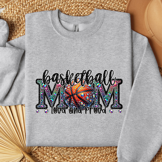BASKETBALL MOM RHINESTONES BLK - DTF TRANSFER