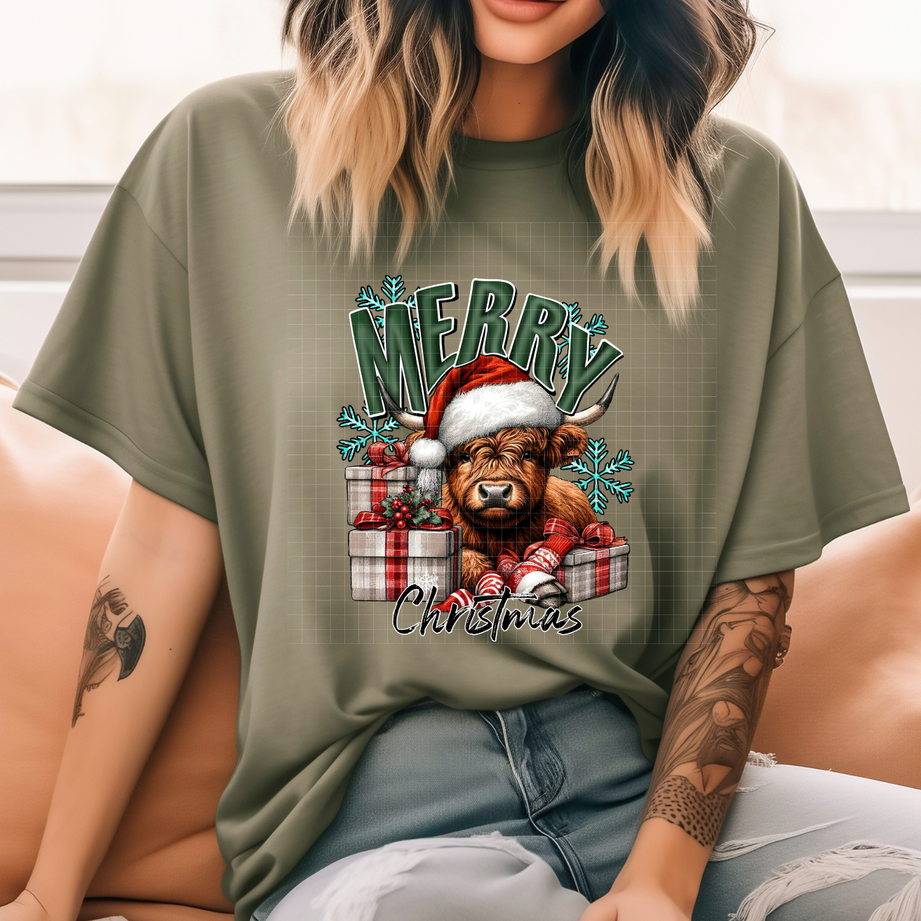 MERRY CHRISTMAS COW - DTF TRANSFER