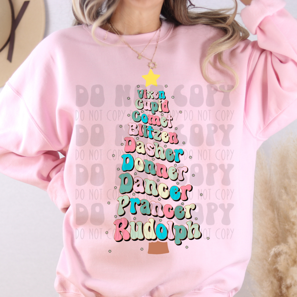 REINDEER TREE W/ STARS - DTF TRANSFER